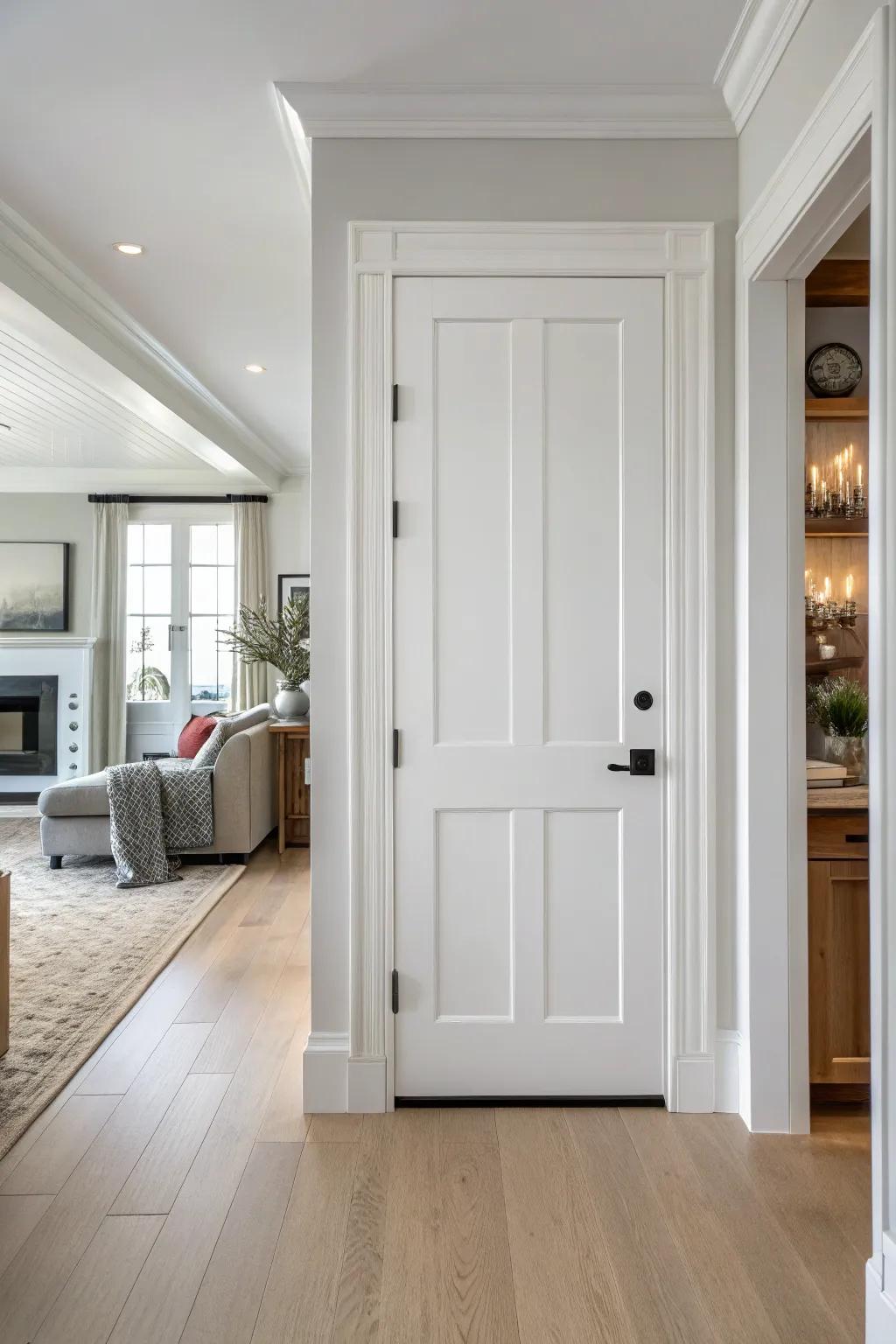 Ivory doors offering a crisp, fresh aesthetic.