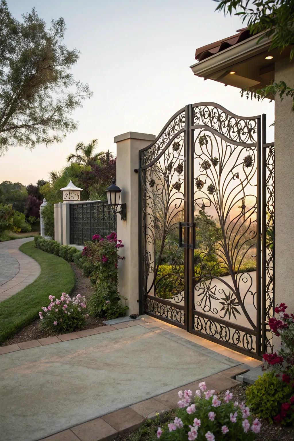 An artistic forged entrance displaying ingenuity and artistry.