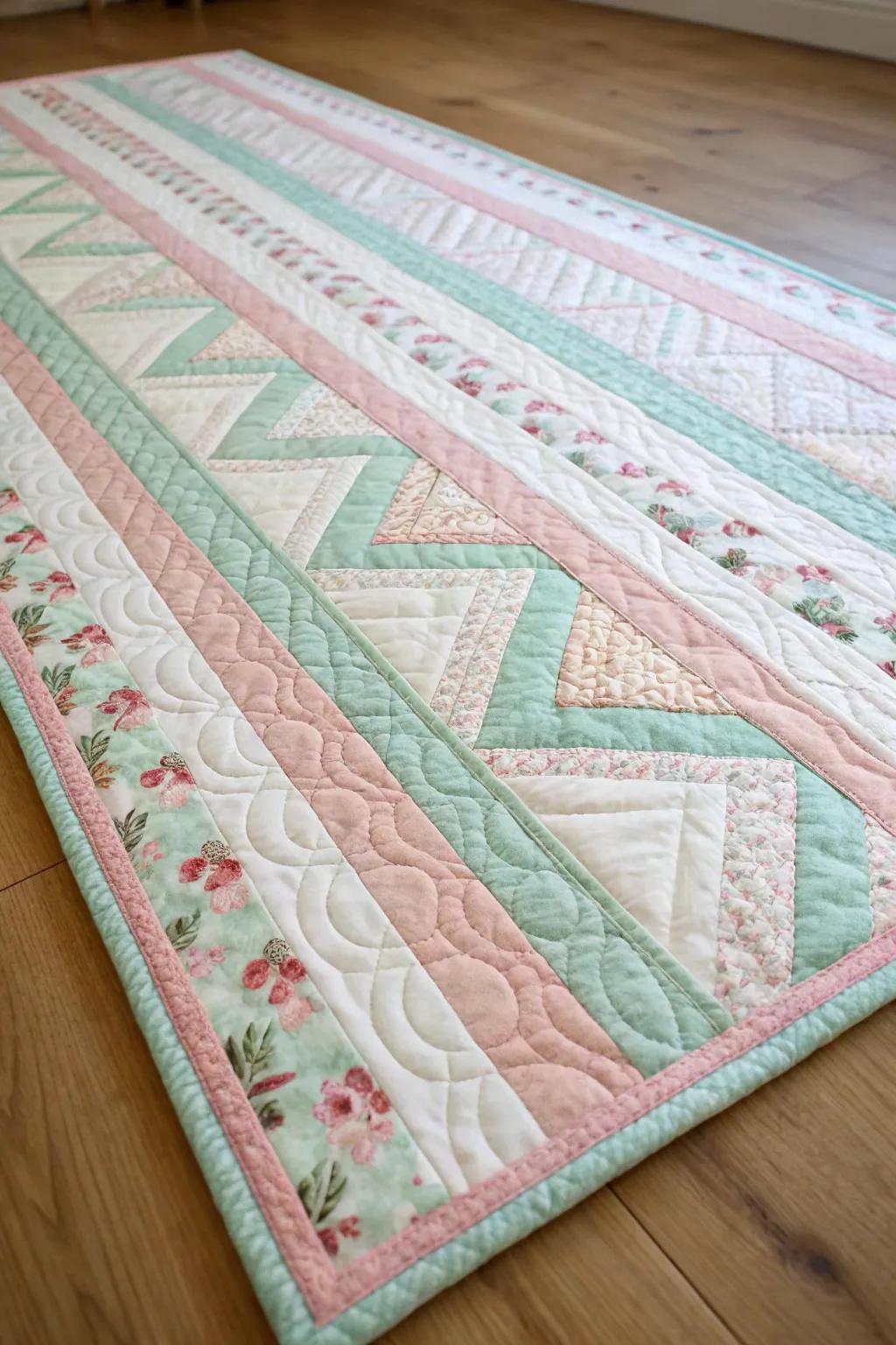 Embrace the essence of simplicity via our exquisite Airy Outer Edge quilt design. #Artistry #MinimalistSplendor