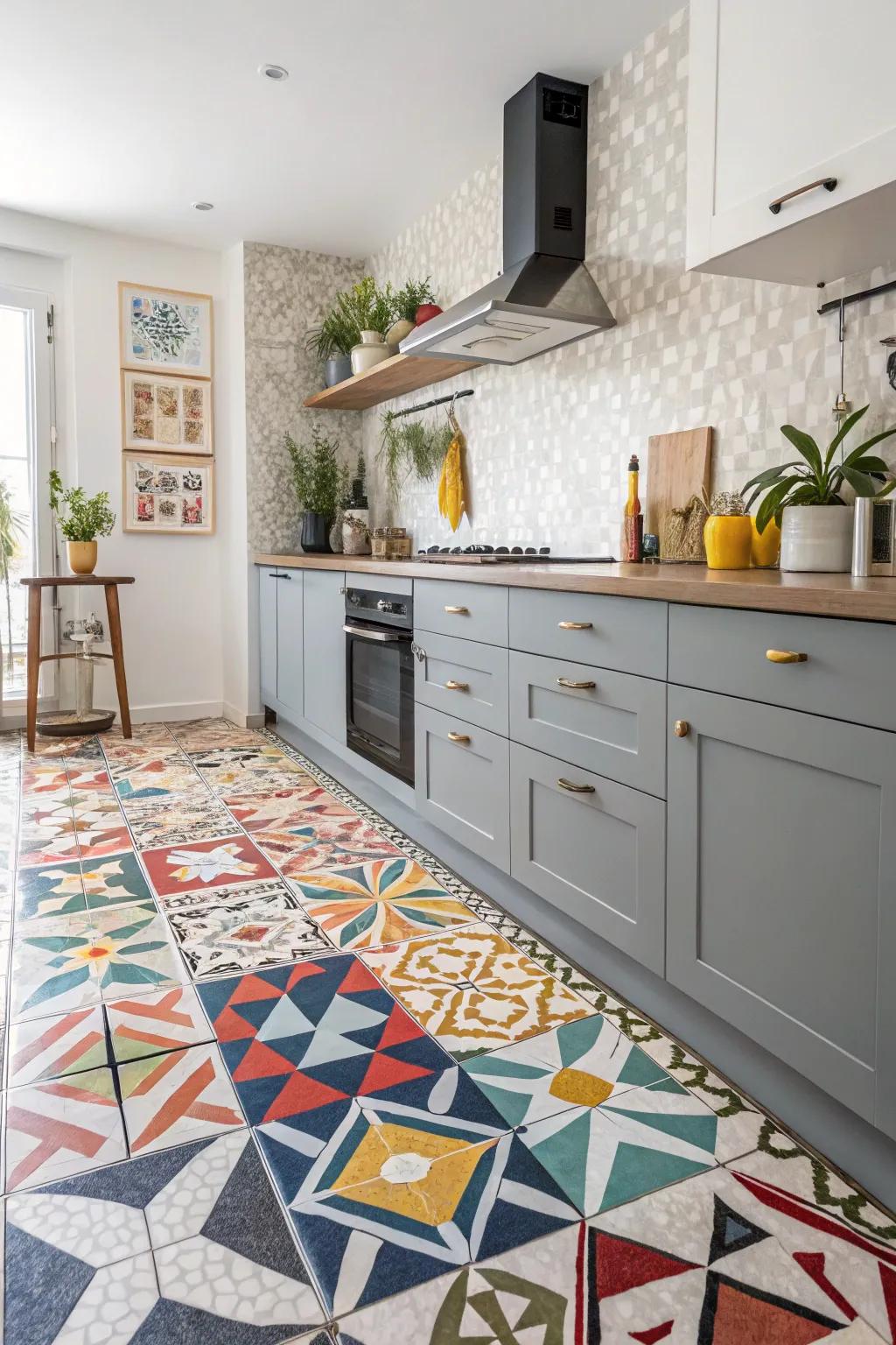 Geometric designs turn flooring into art.