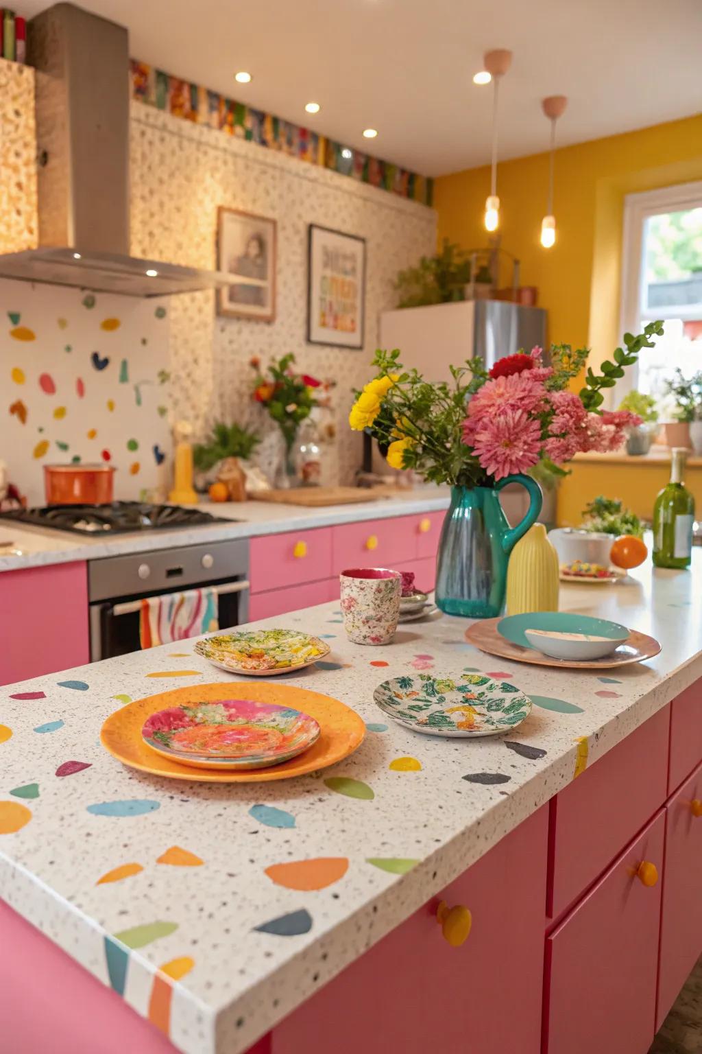 Resin worktops introduce inventive designs to the cooking space.