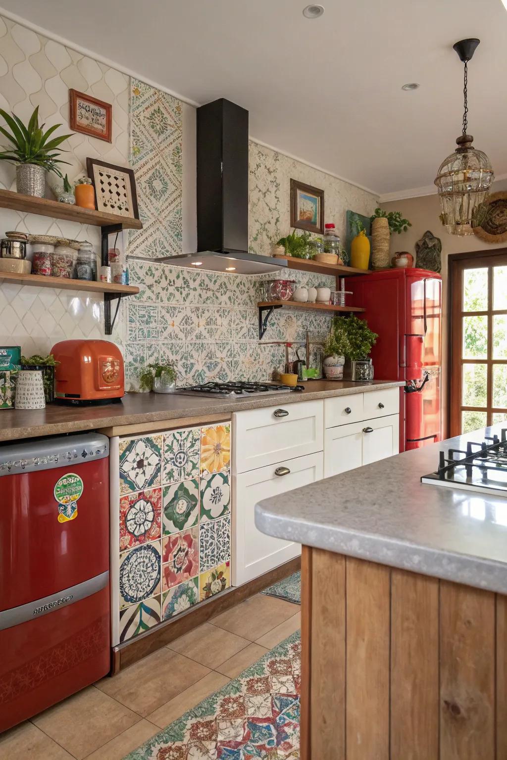 Mixing composite designs adds depth and custom flair to kitchens.