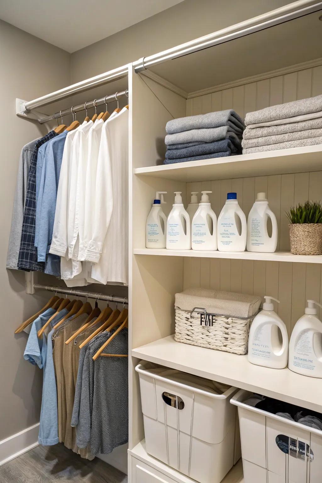 An all-in-one laundry area helps you stay organized.