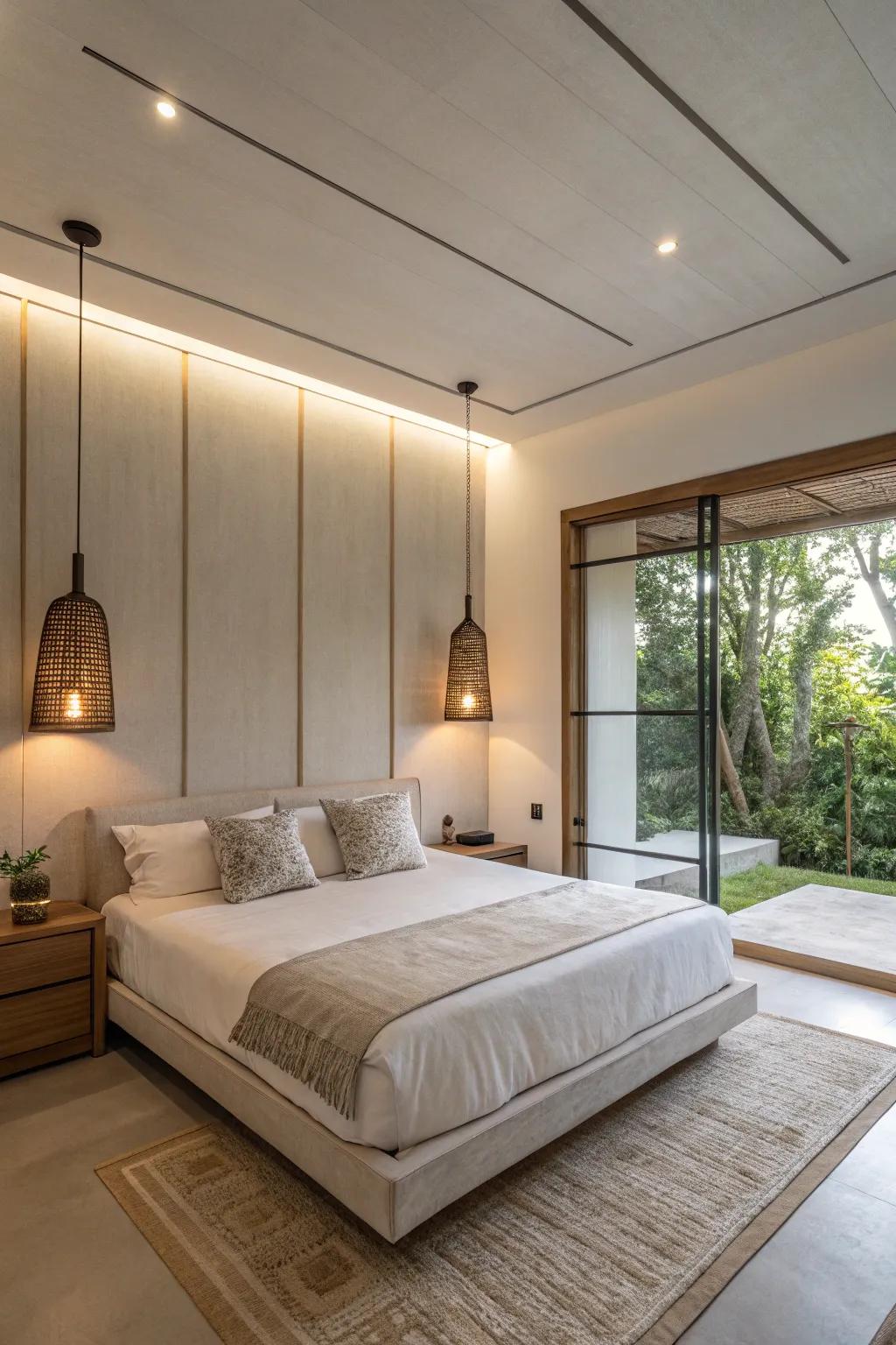 Minimalist fixtures deliver a serene and calming result.