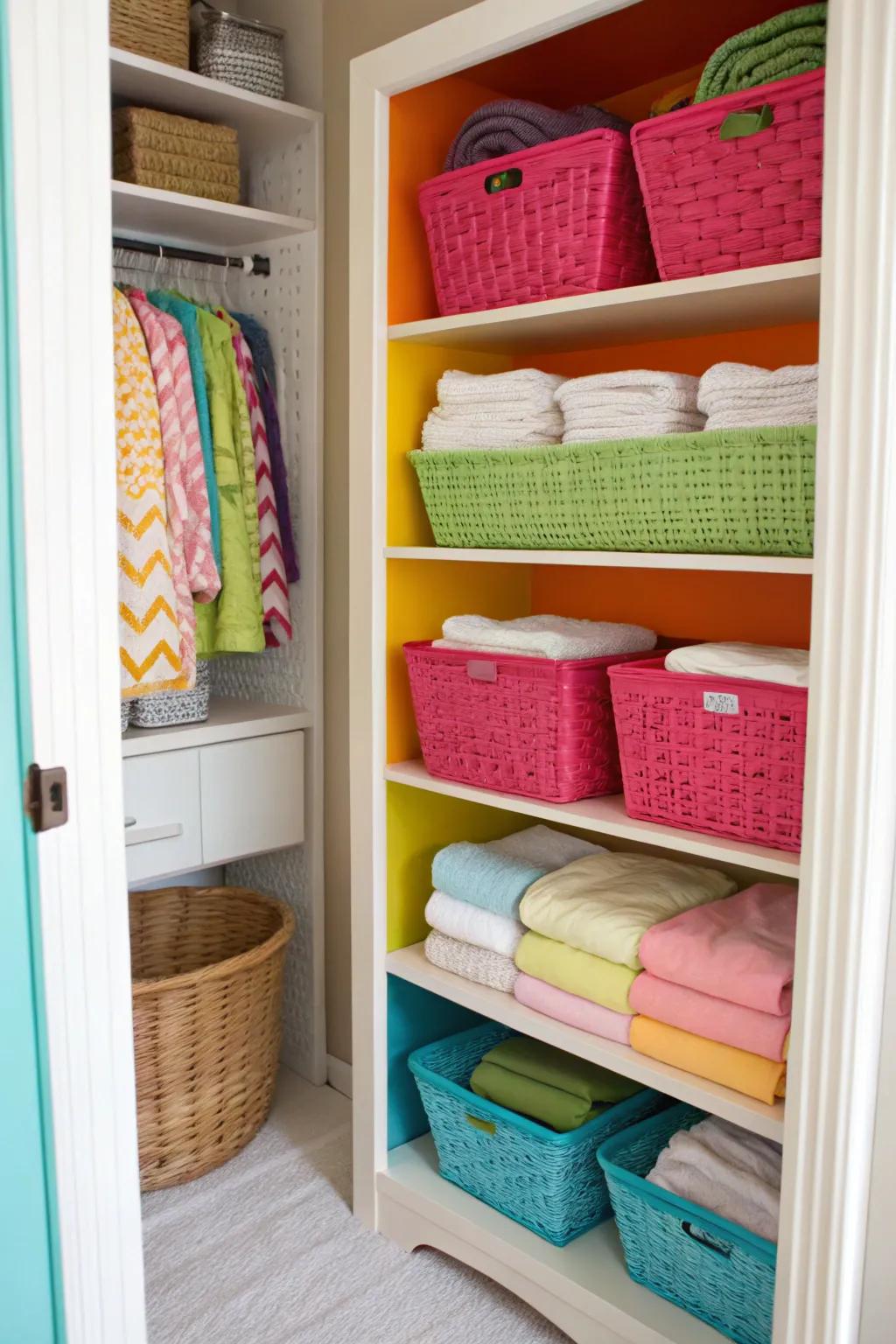 A pop of color can transform a functional space into a cheerful nook.