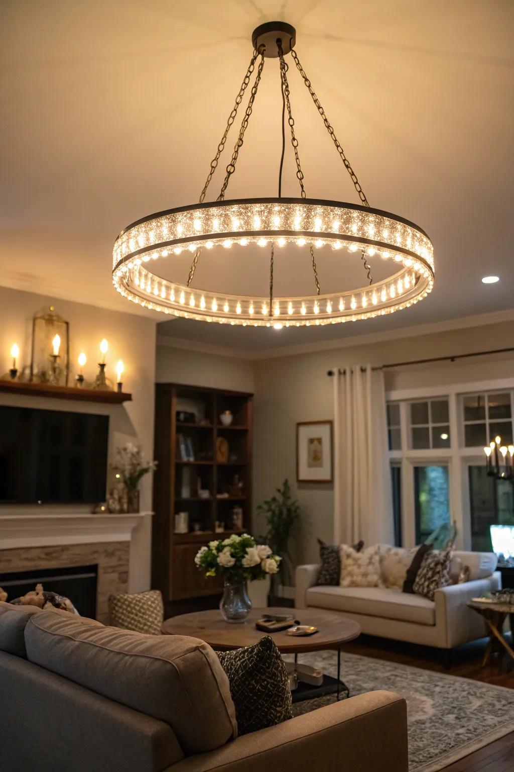 Halo luminaries inject a magical, ethereal touch into your family room.