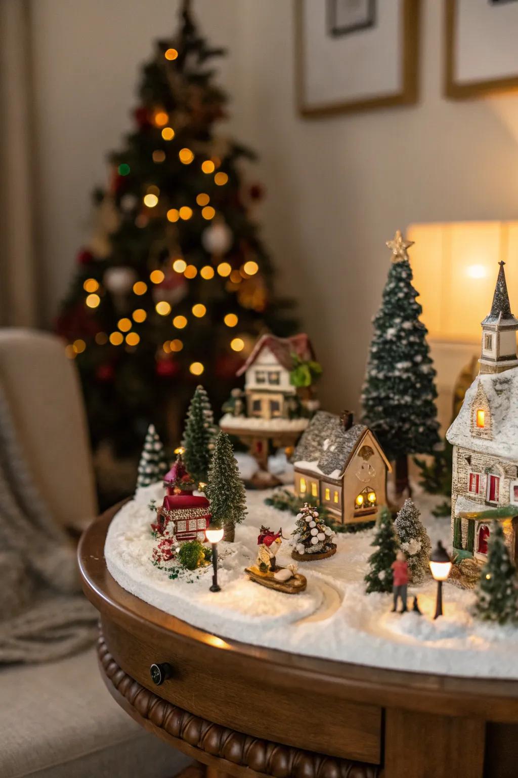 A scaled village exhibition introduces a fanciful and surprising element to your ornamentation.
