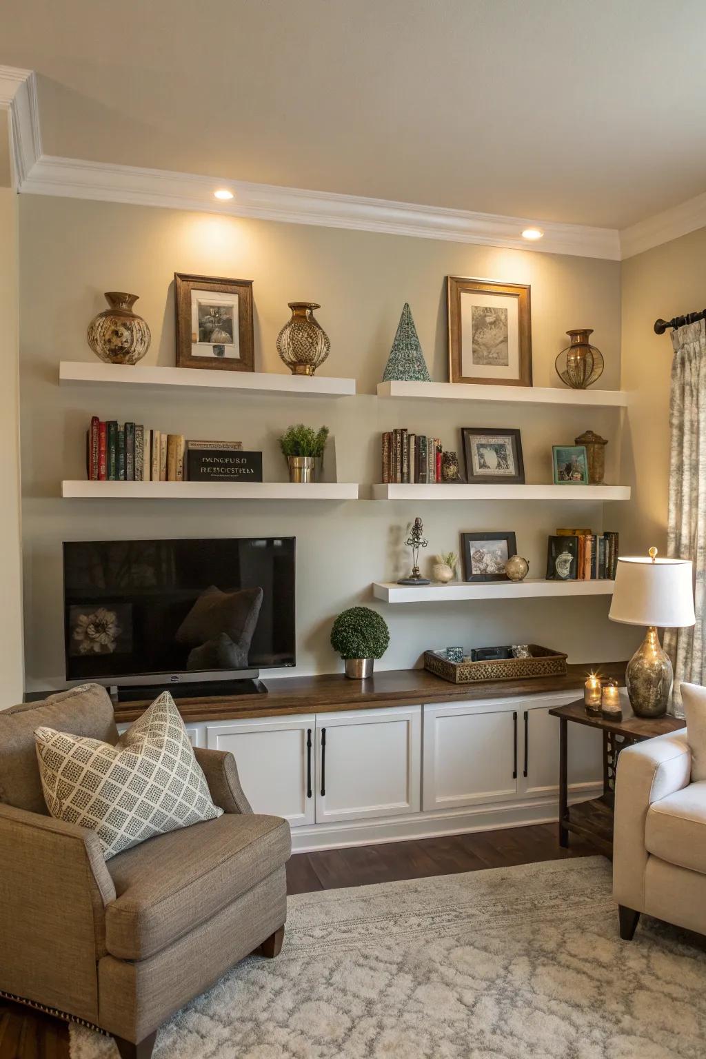 Attain visual equilibrium via a consistent shelving pattern.