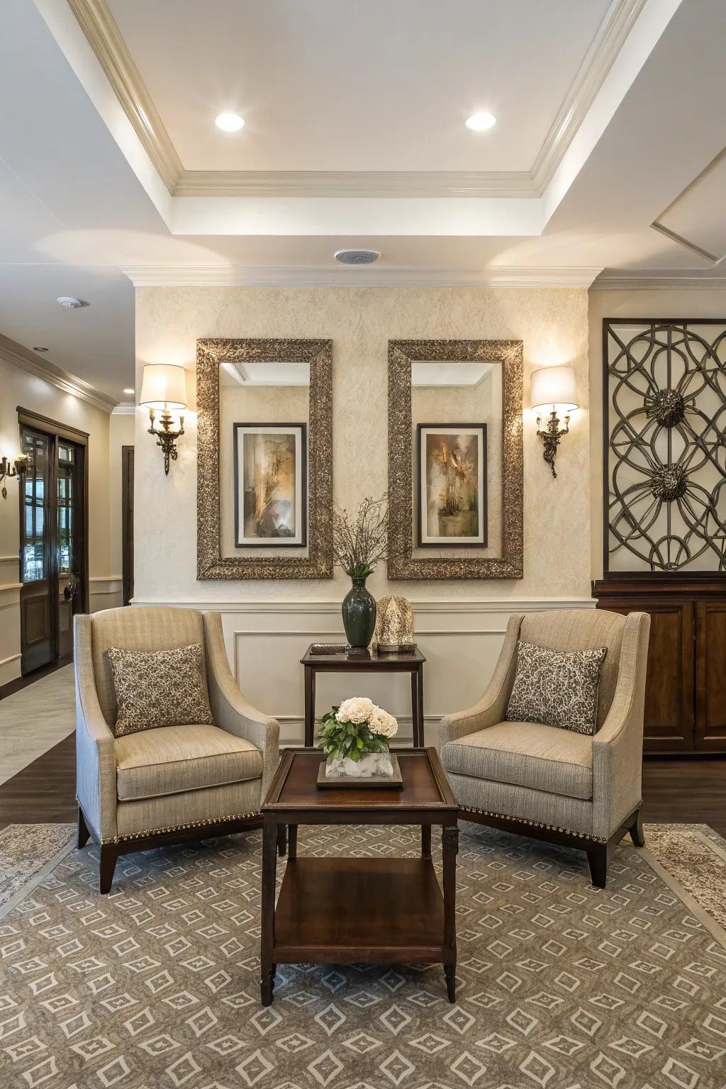 A balanced foyer through symmetrical design