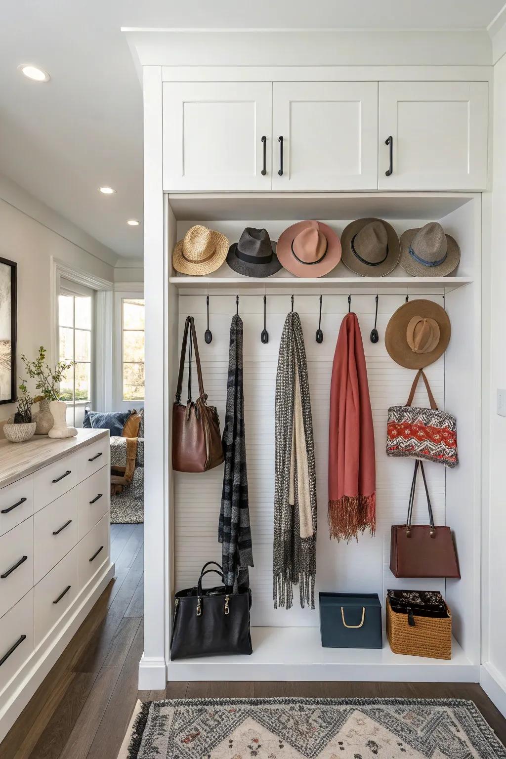 Hooks are great for small items.