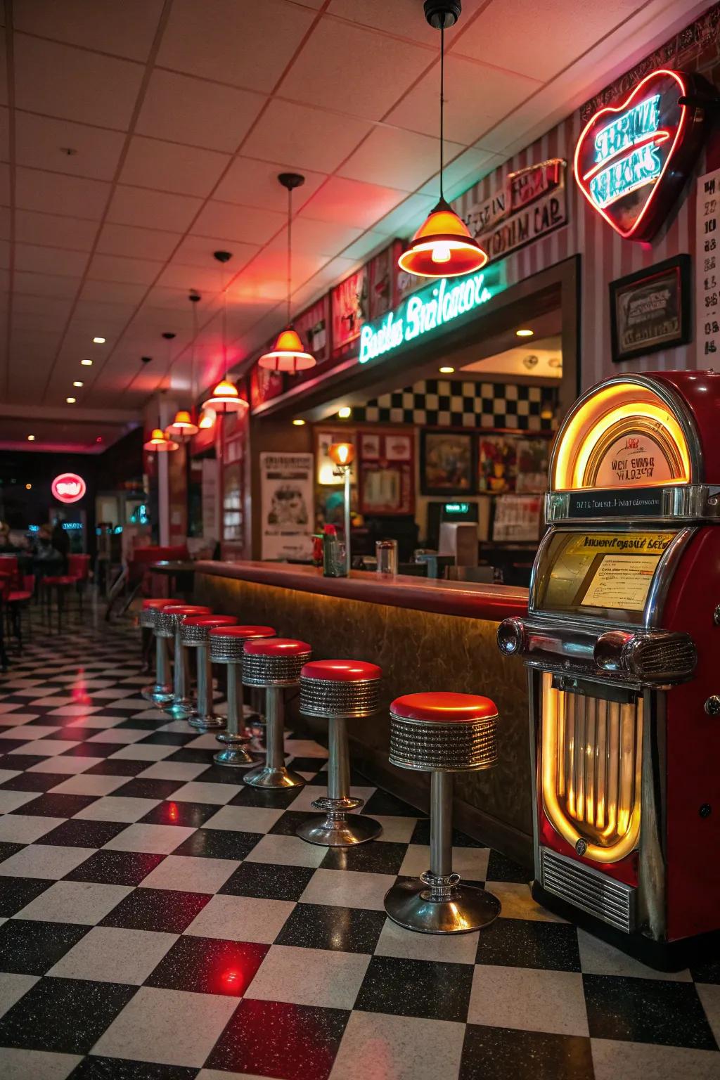 Embrace nostalgia with a classic eatery bar in your man cave.