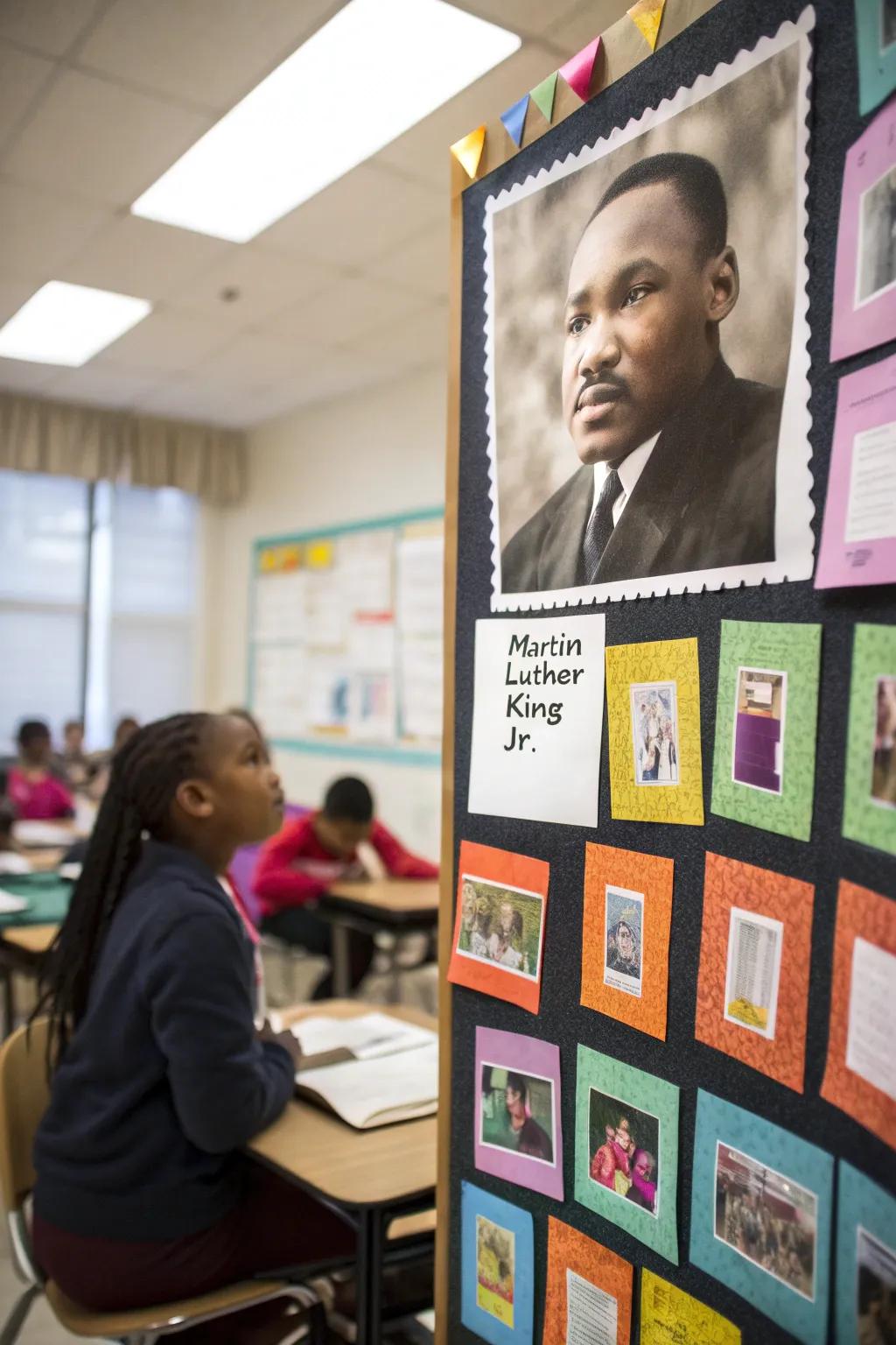 Students' inspiring figures stand beside Martin Luther King Jr., united in vision.