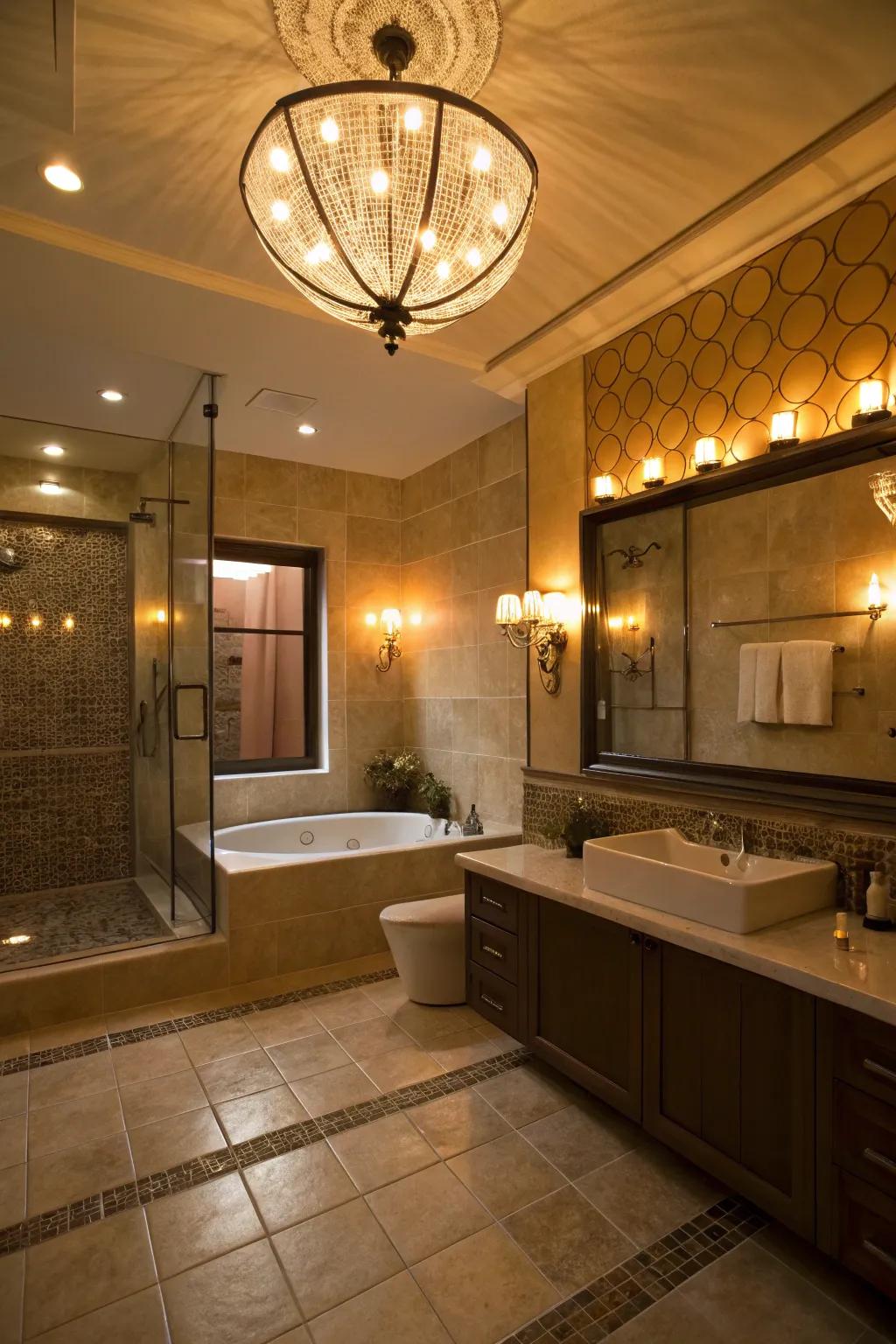 Stratified illumination engendering an intimate and utilitarian vicinity.