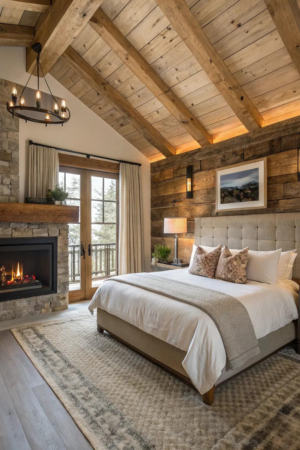 Elements of reclaimed wood bring country charm to this electric fireplace.