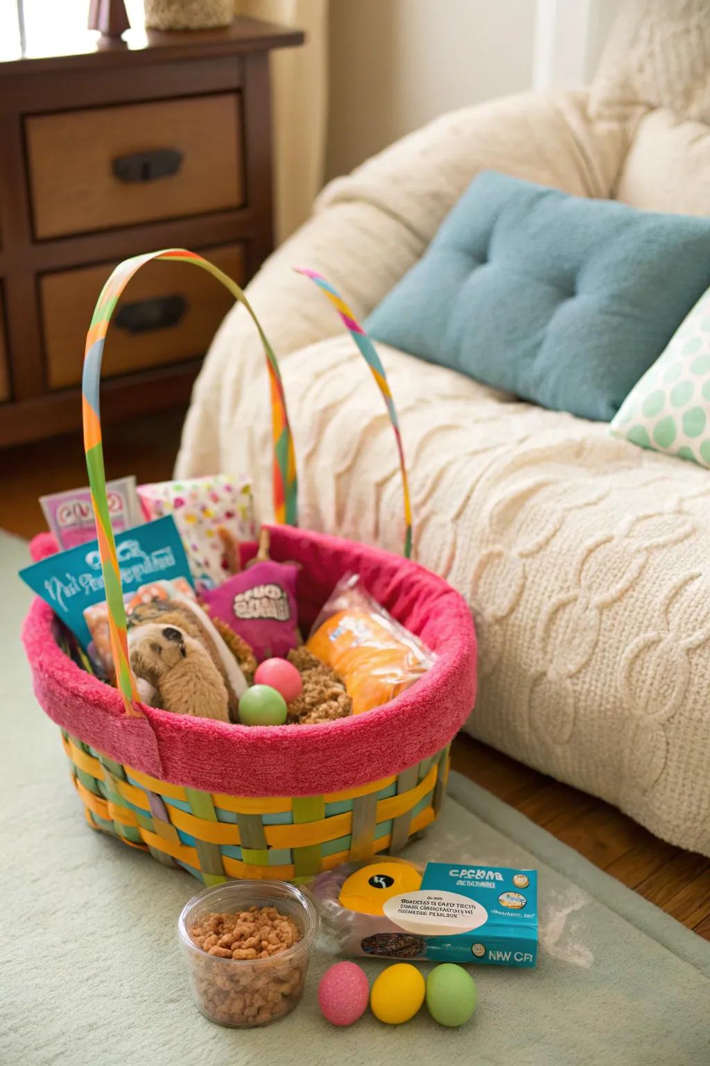 A delightful May basket for pet lovers and their cherished companions.