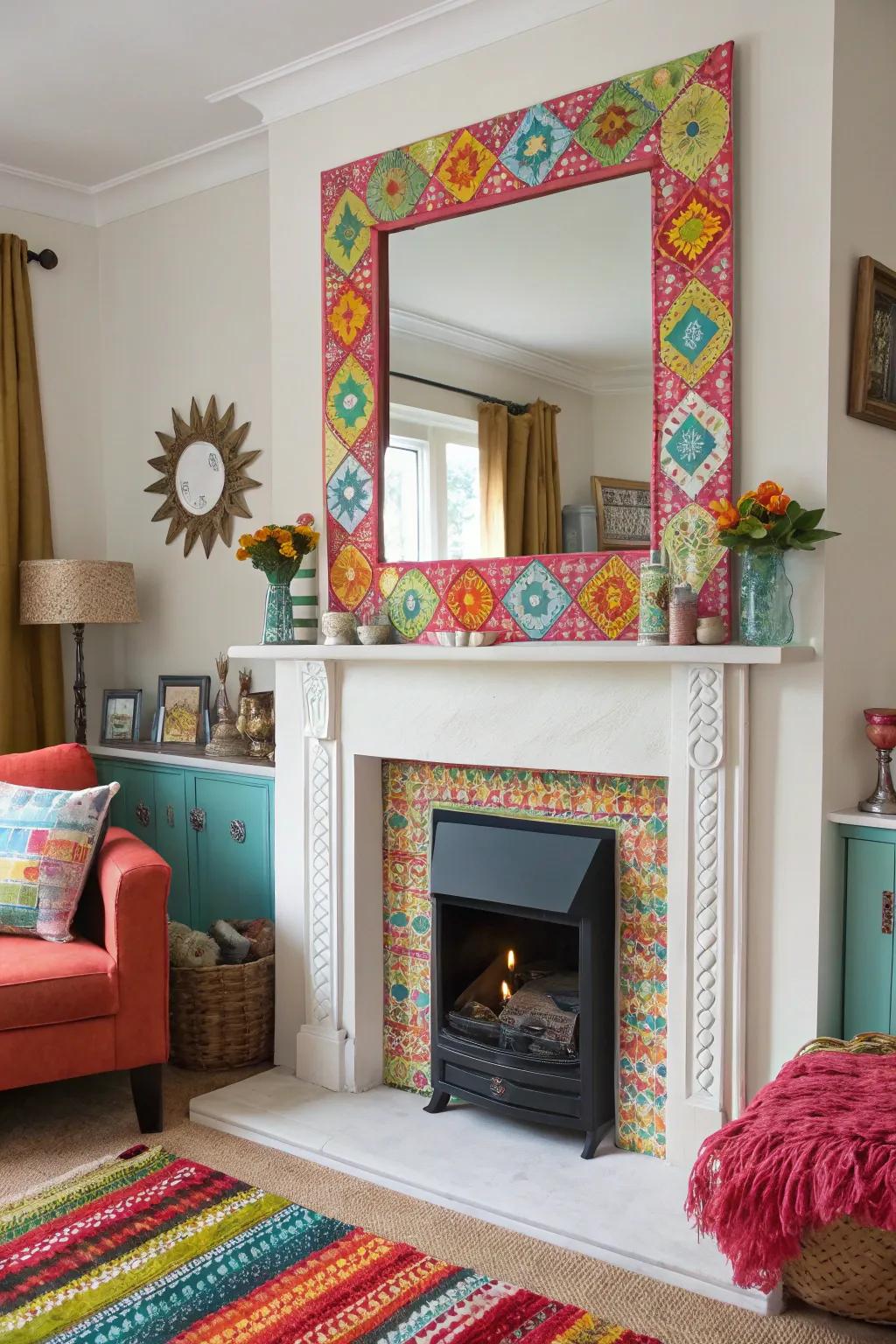 Vibrant frames create a bold and colorful centerpiece.