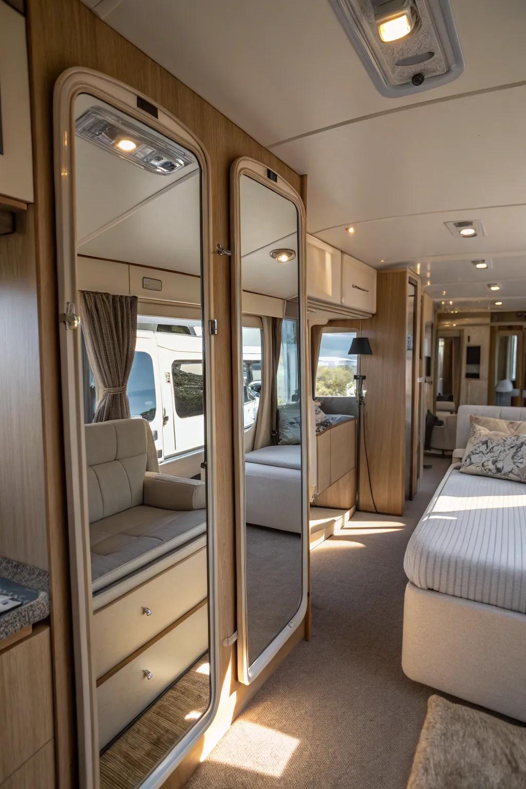 Mirrors can expand the visual space and brightness in your manufactured home.