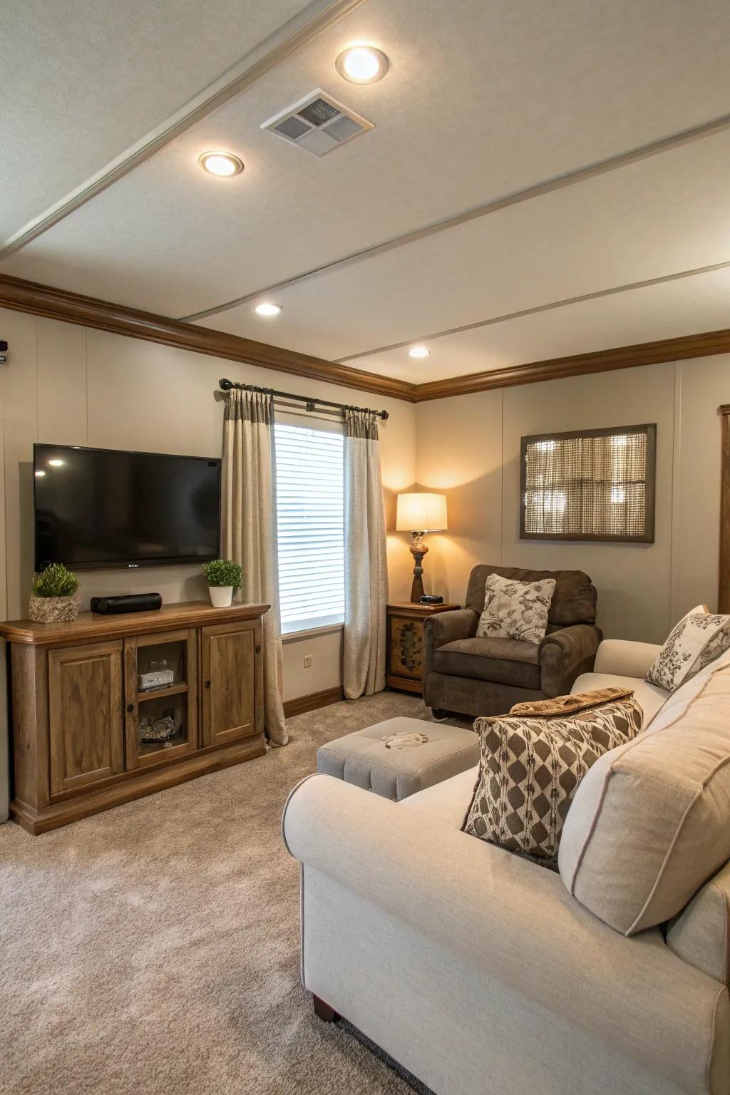 Crown moulding appends elegance and height to rooms.