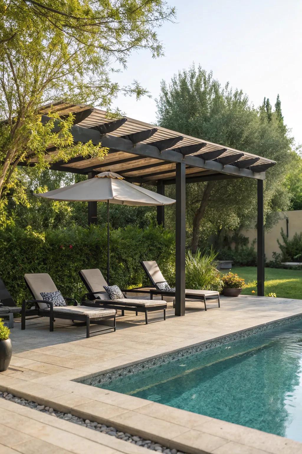 Sheltered areas broaden your poolside satisfaction.