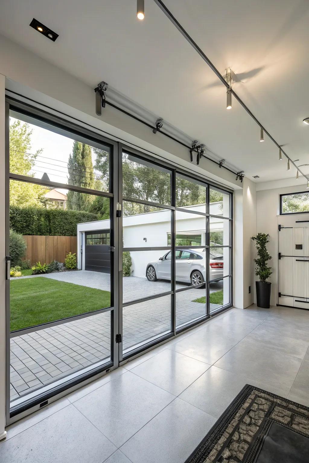 Take advantage of glass garage doors for a modern and bright space.