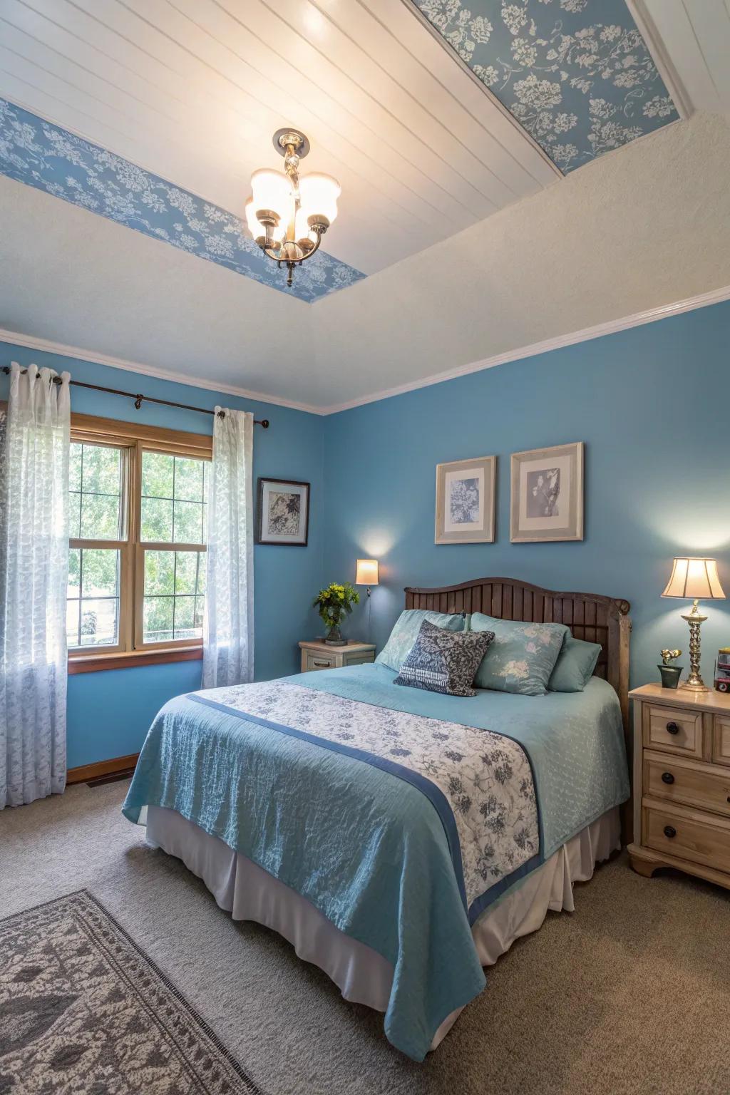 A light blue overhead appends an unexpected spin and openness to the chamber.