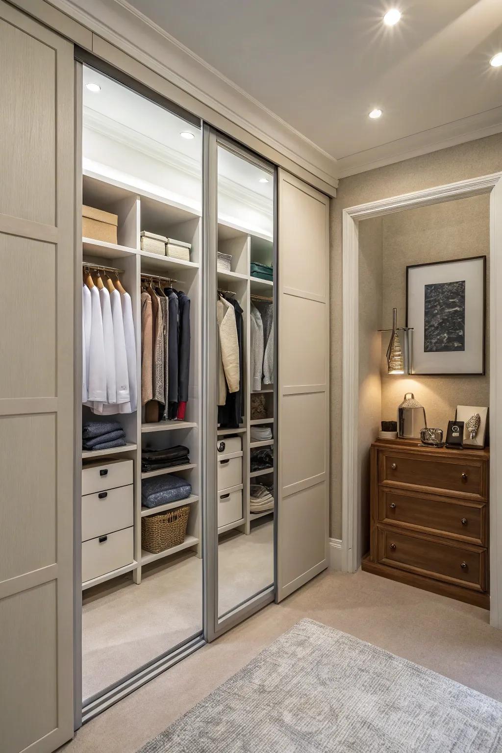 Sliding doors are a modern, space-efficient solution.