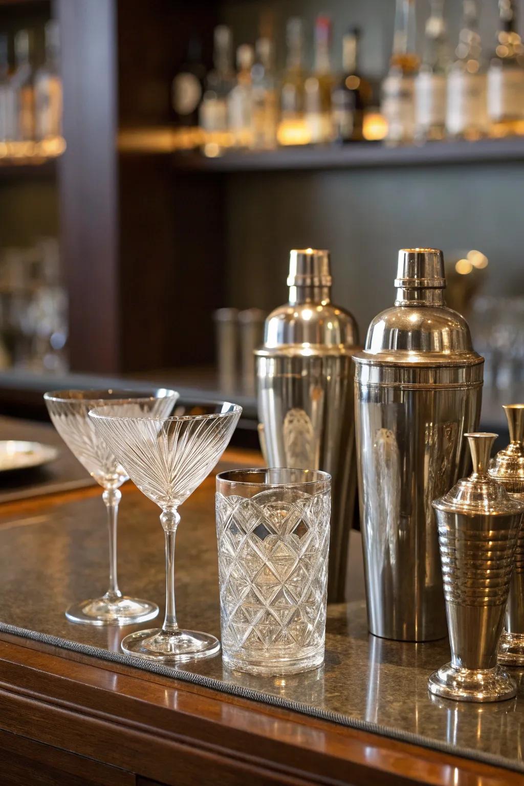 Curated timeless barware elevates the authenticity of your clandestine bar.