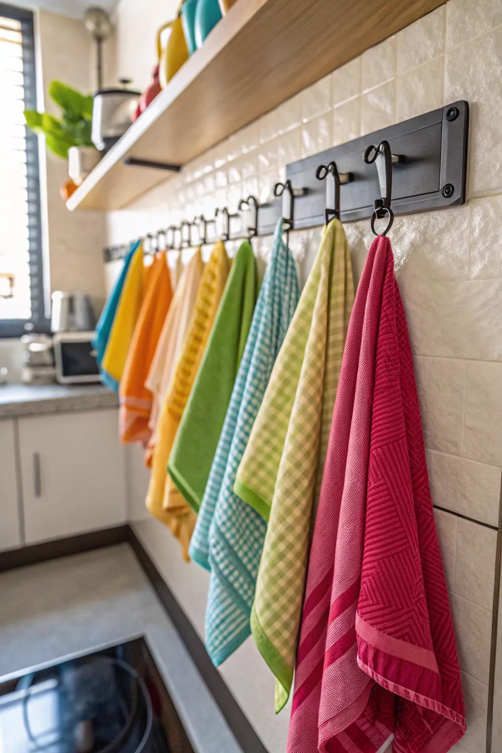 Wall-mounted supports present a distinctive and space-efficient choice for arranging napkins.