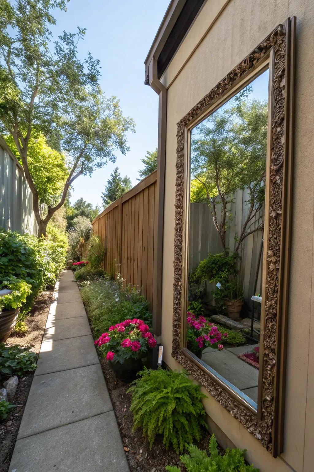 Mirrors can craft an illusion of more area and light in narrow yards.
