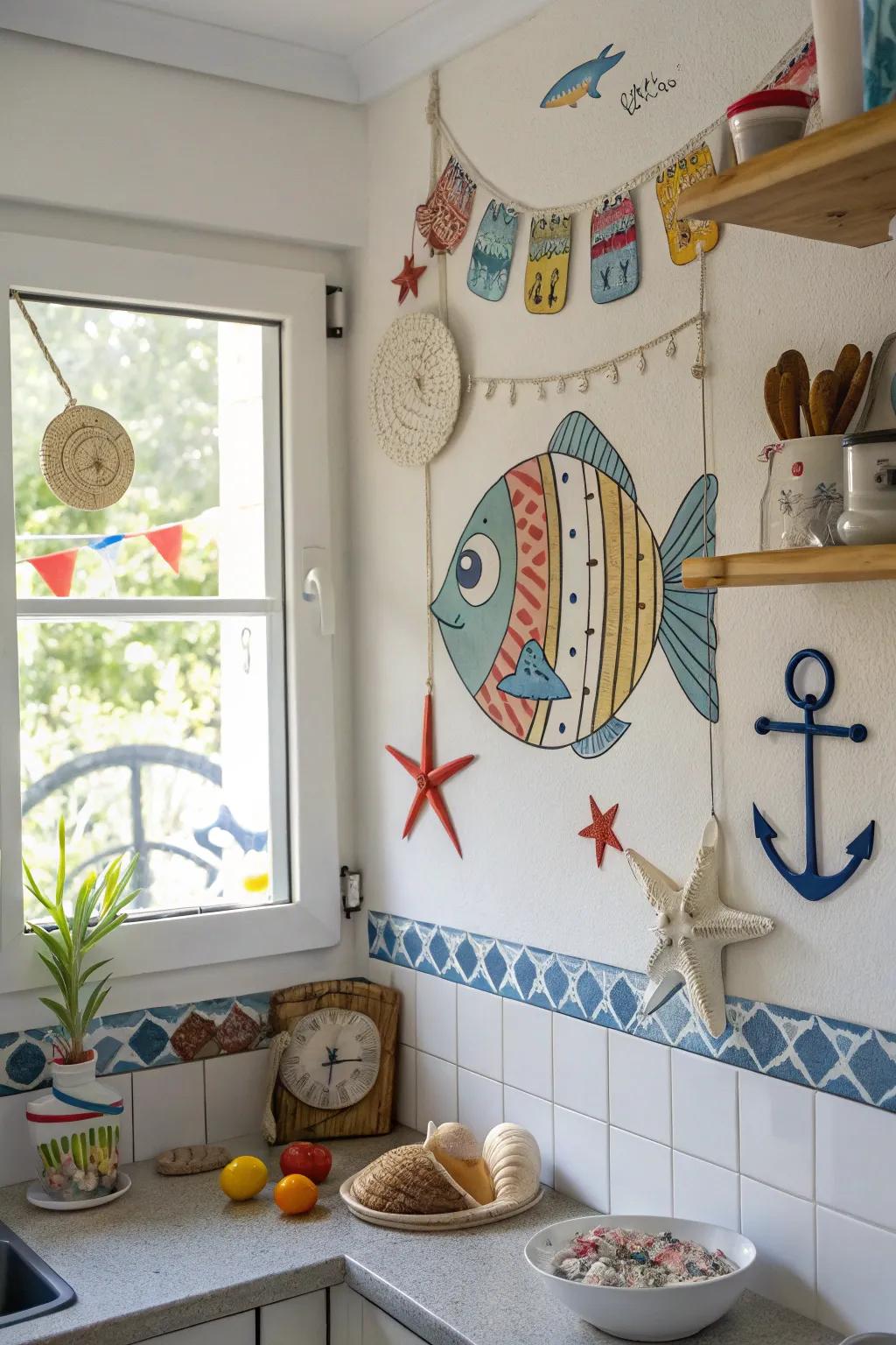 Marine animal art contributes a spirited and lively element to your design.
