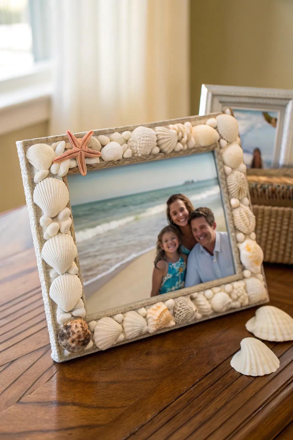 Seashell image displays are the ideal way to showcase beach memories.