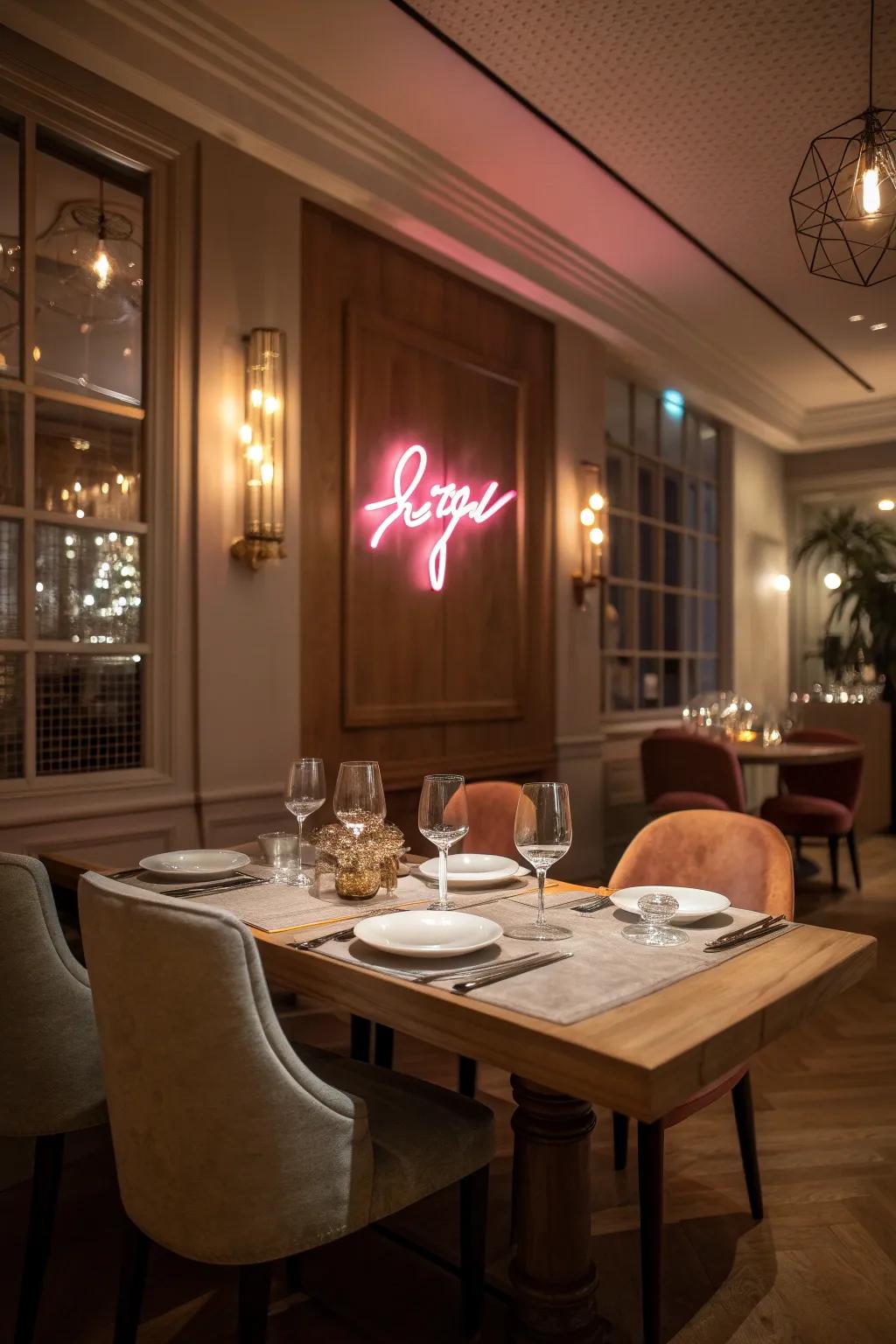 Cultivate dining ambiance through an elegant illuminated installation.