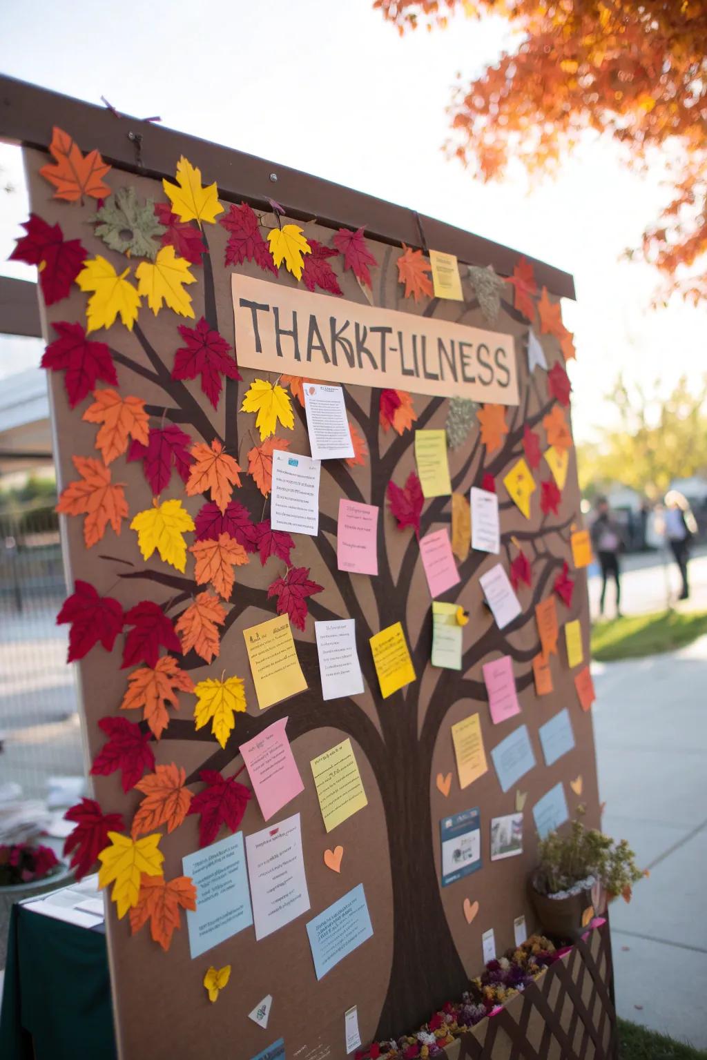 A 'Gratitude Tree' blossoming with thankfulness.