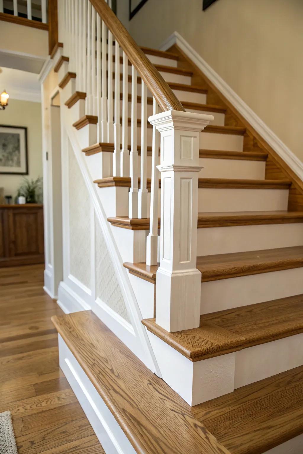 Opposite colors breathe new life into a traditional oak staircase.