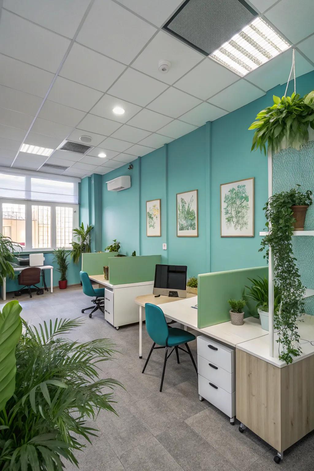 Calming colors enhance focus and create a peaceful atmosphere.