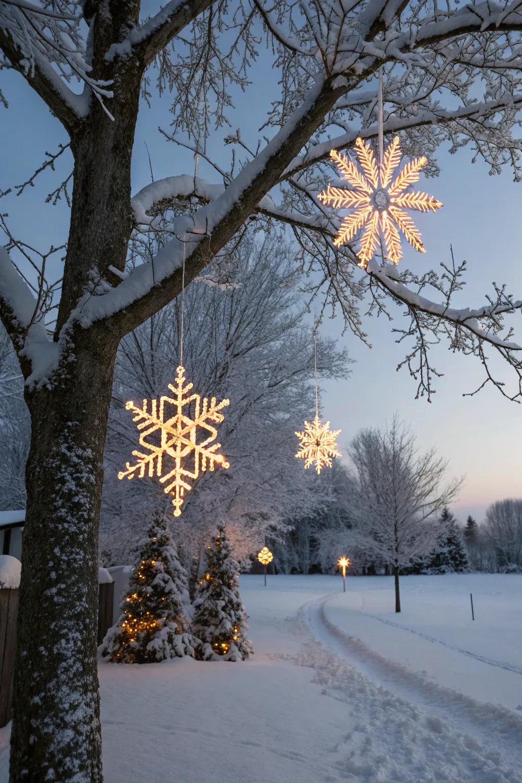 Gleaming snowflakes impart a magical wintry atmosphere to your decorations.