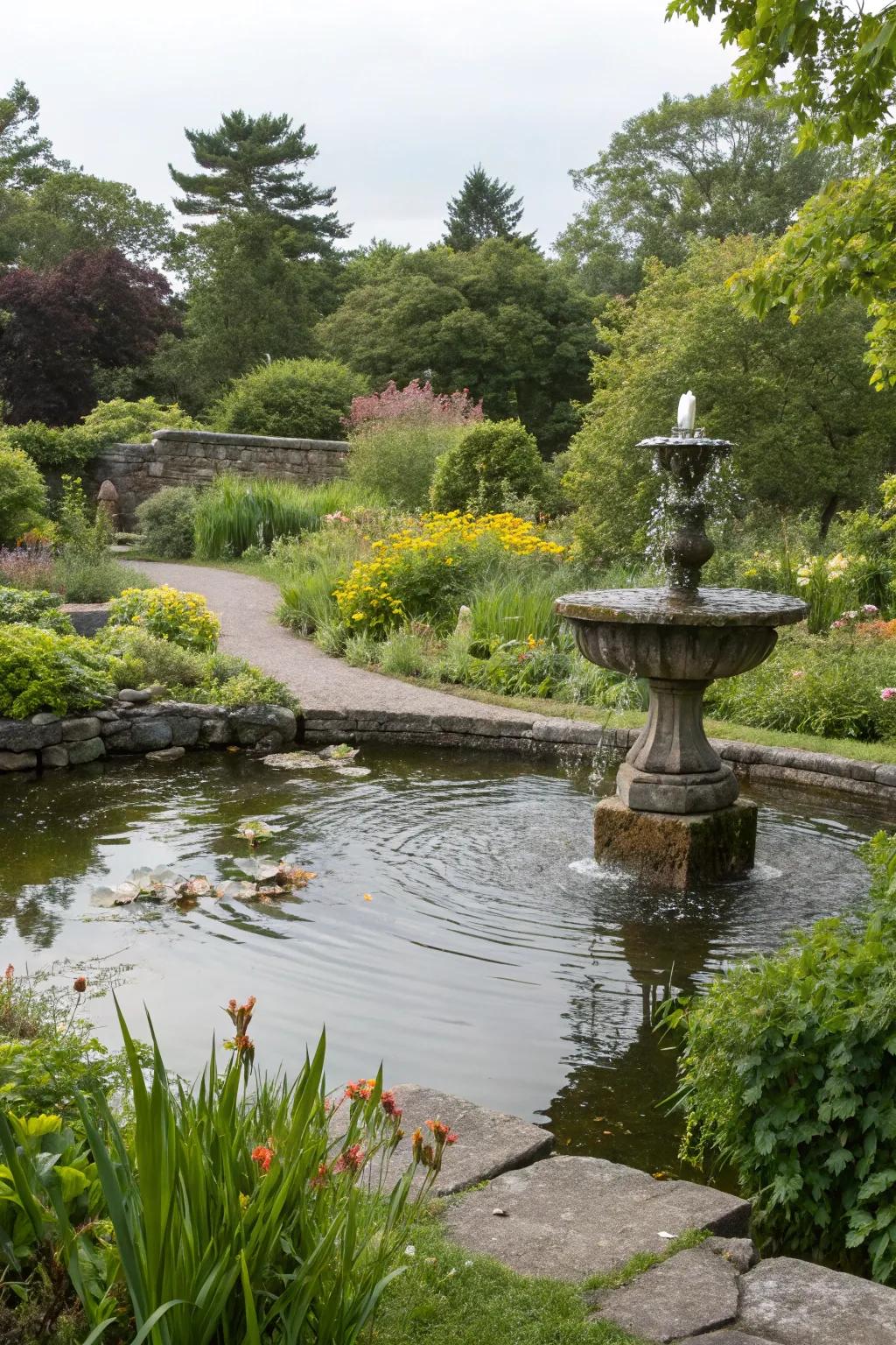 Water features bring calm and grace.