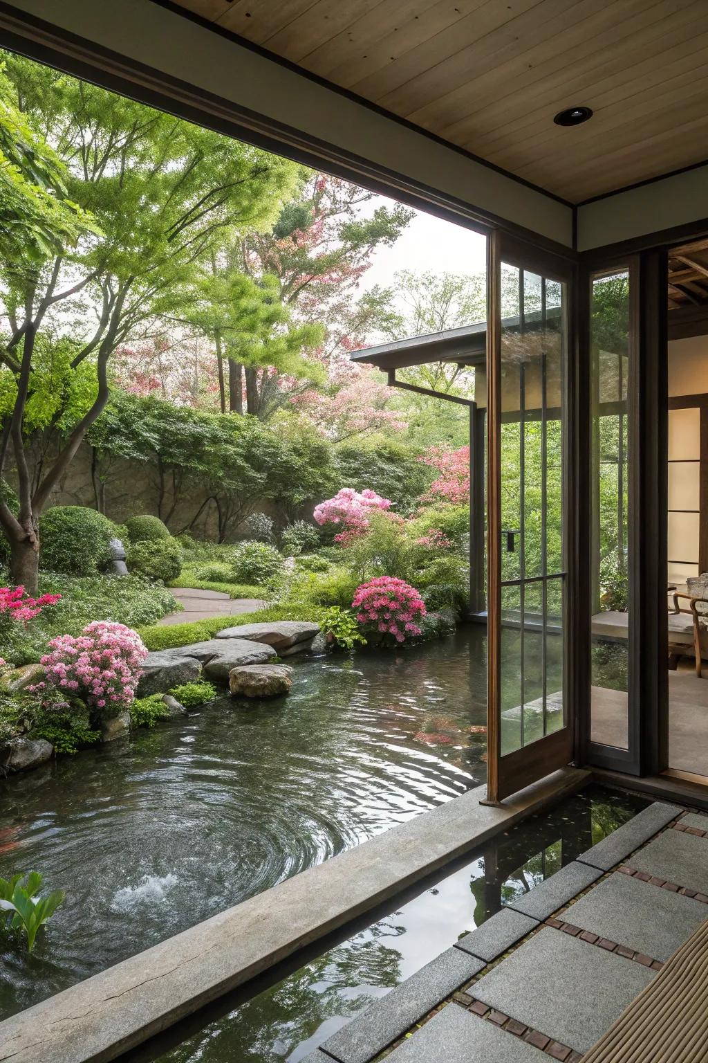A comforting water attribute incorporating tranquility to a garden location.