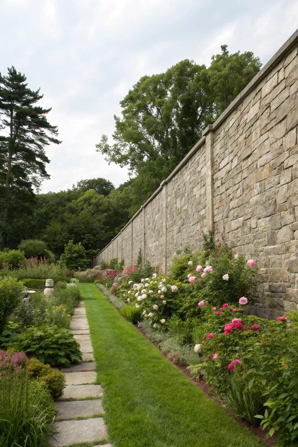 Stone walls offer both seclusion and visual appeal.