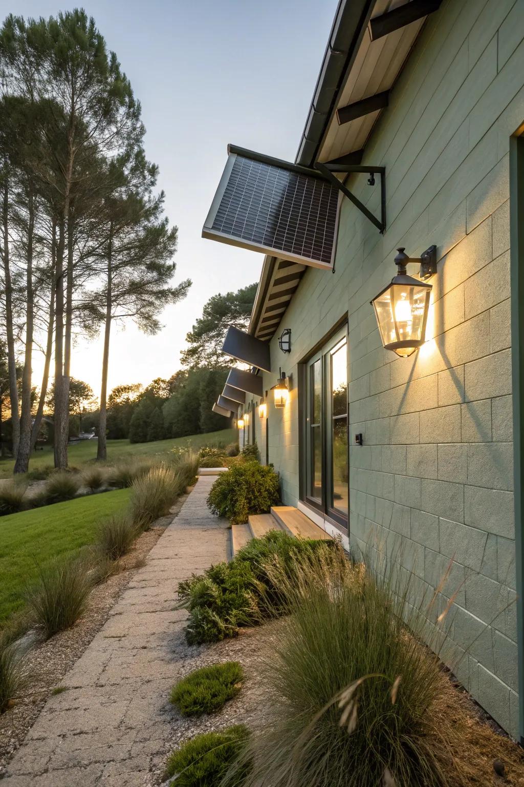 Eco-friendly solar lights add elegance and promote sustainability.