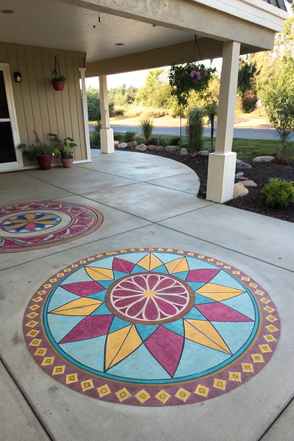 This patio's focal point is a magnificent central medallion design.