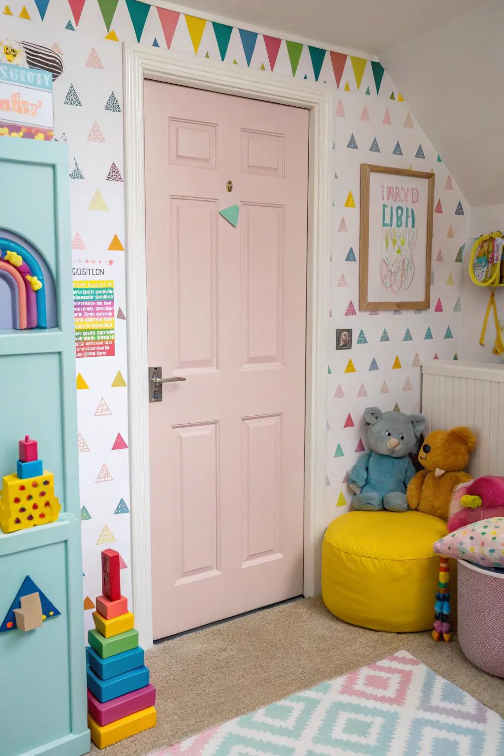 Playful door colors add whimsy to children's spaces.
