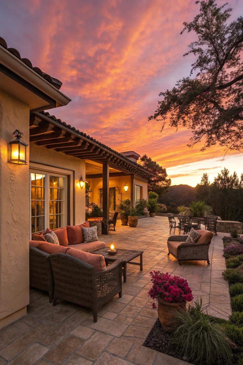 Twilight hues bring warmth and charm to your outdoor space.