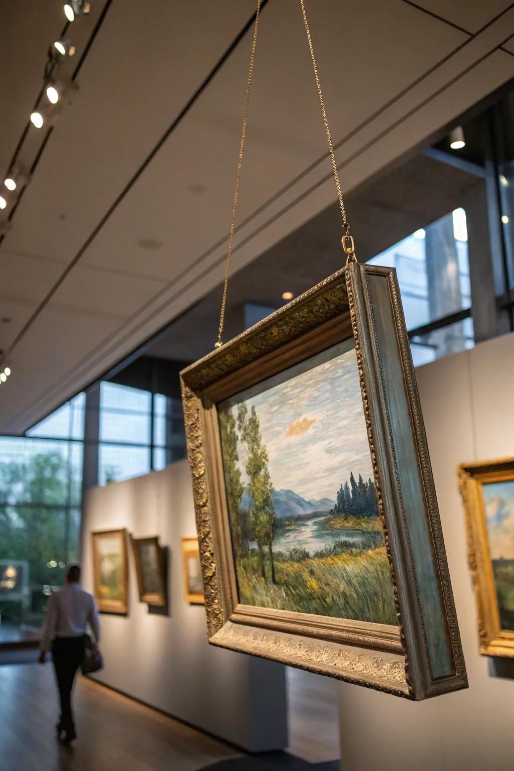 A drifting frame imparts a modern touch to an artwork.