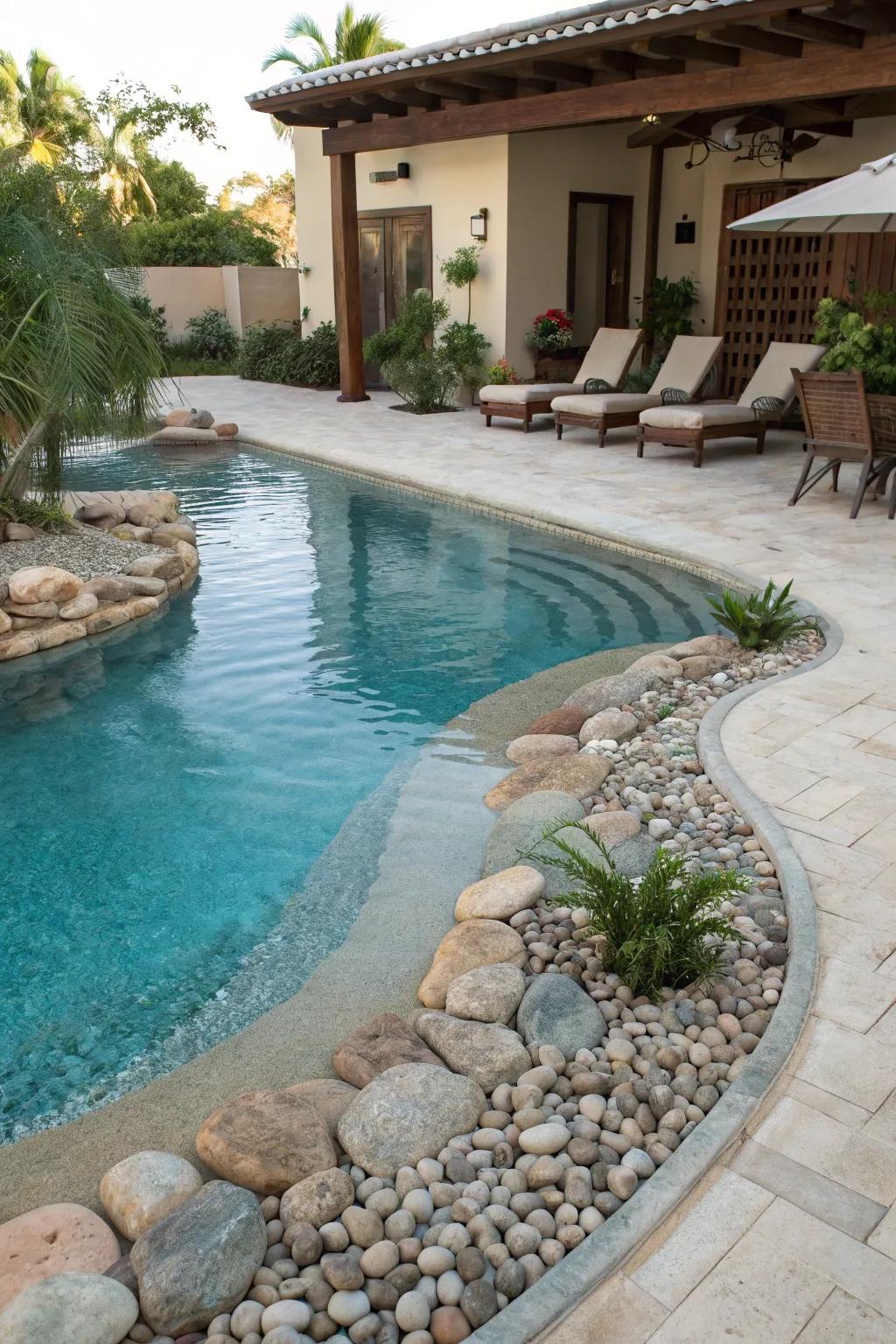 Take pleasure in simple access with a beach entry pool.