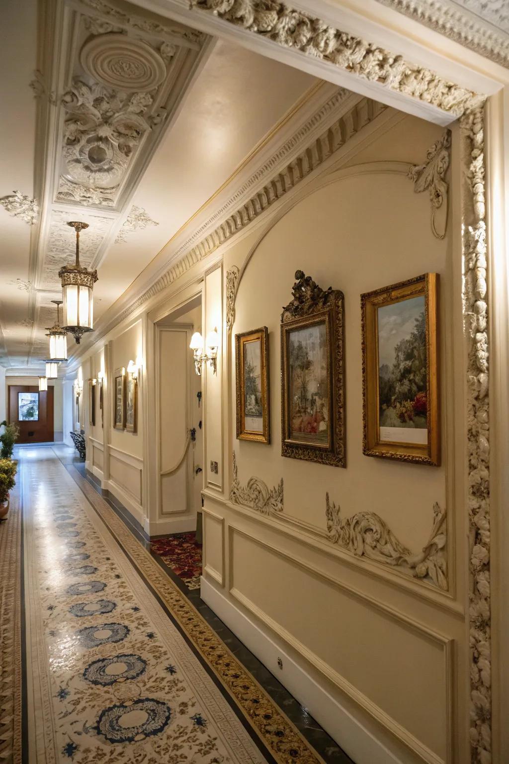 Incorporate character to hallways through ornamental molding.