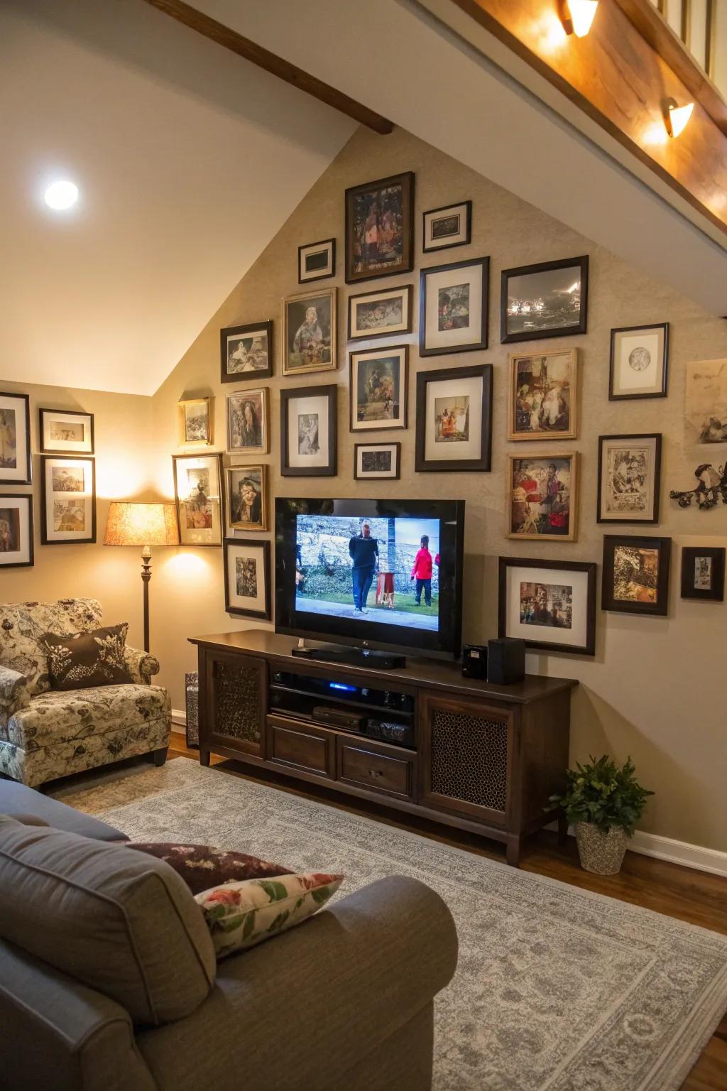 Integrating a TV into an image gallery wall.