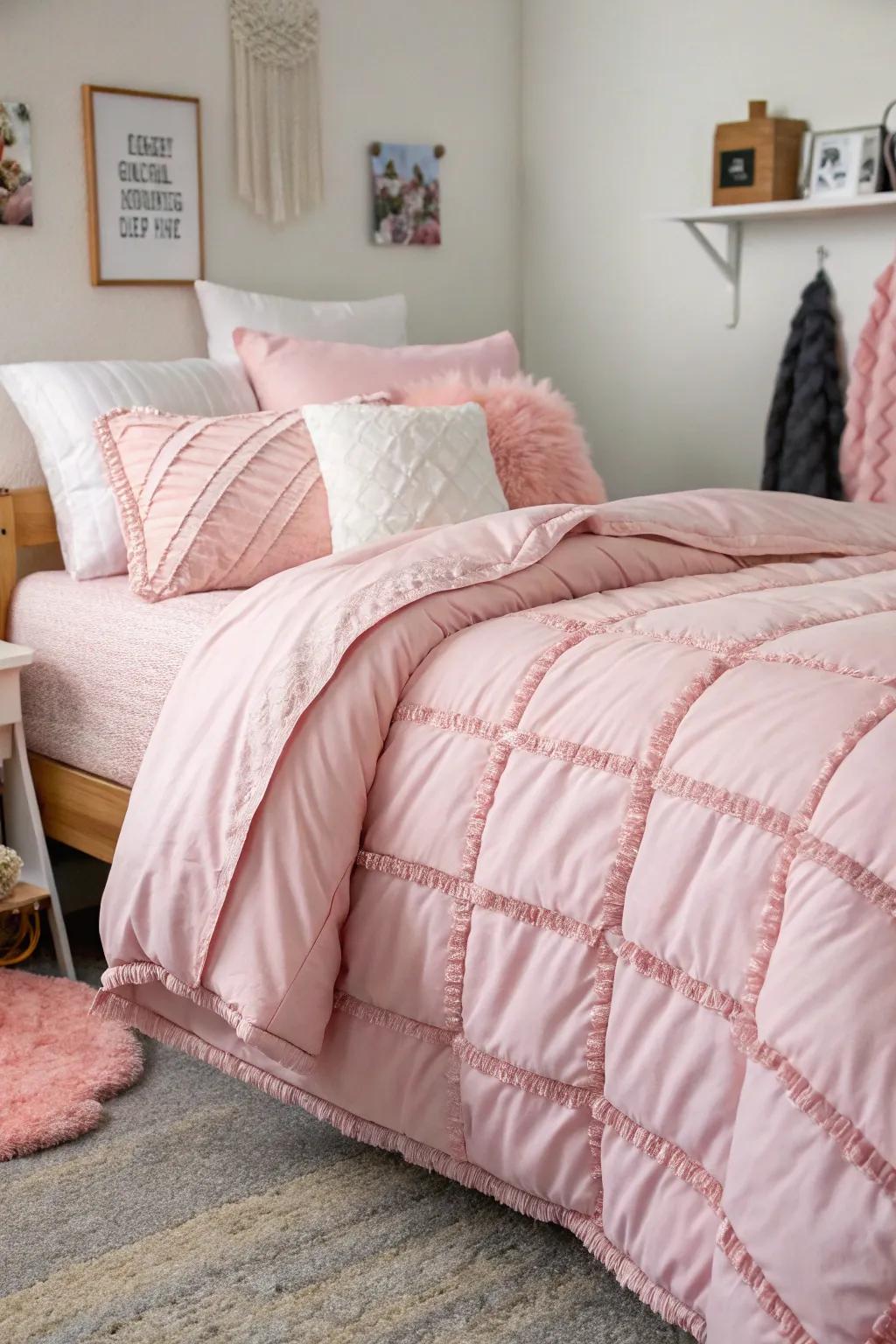 Layered bedding offers both comfort and style.
