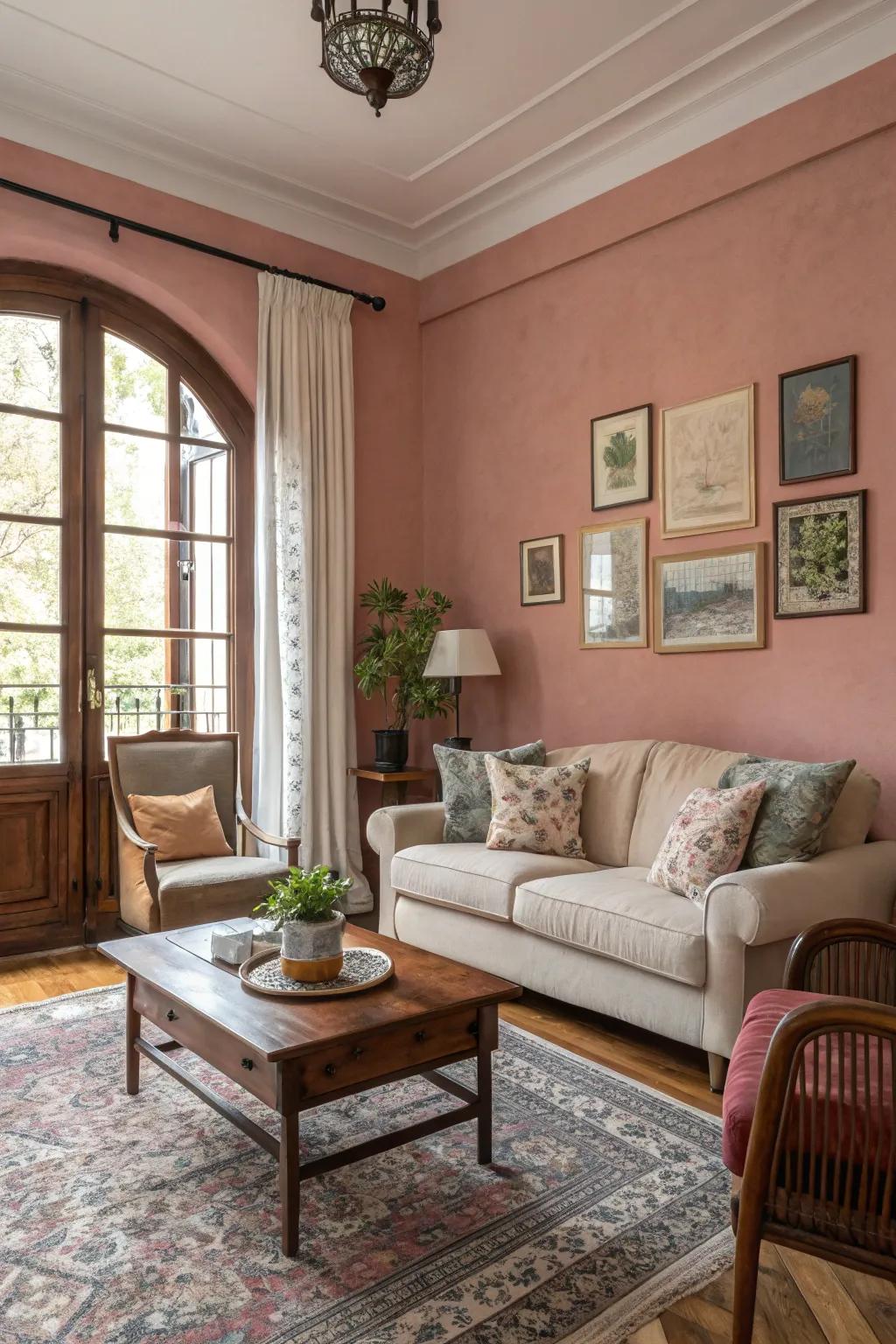 Muted rose delivers an understated and elegant setting.