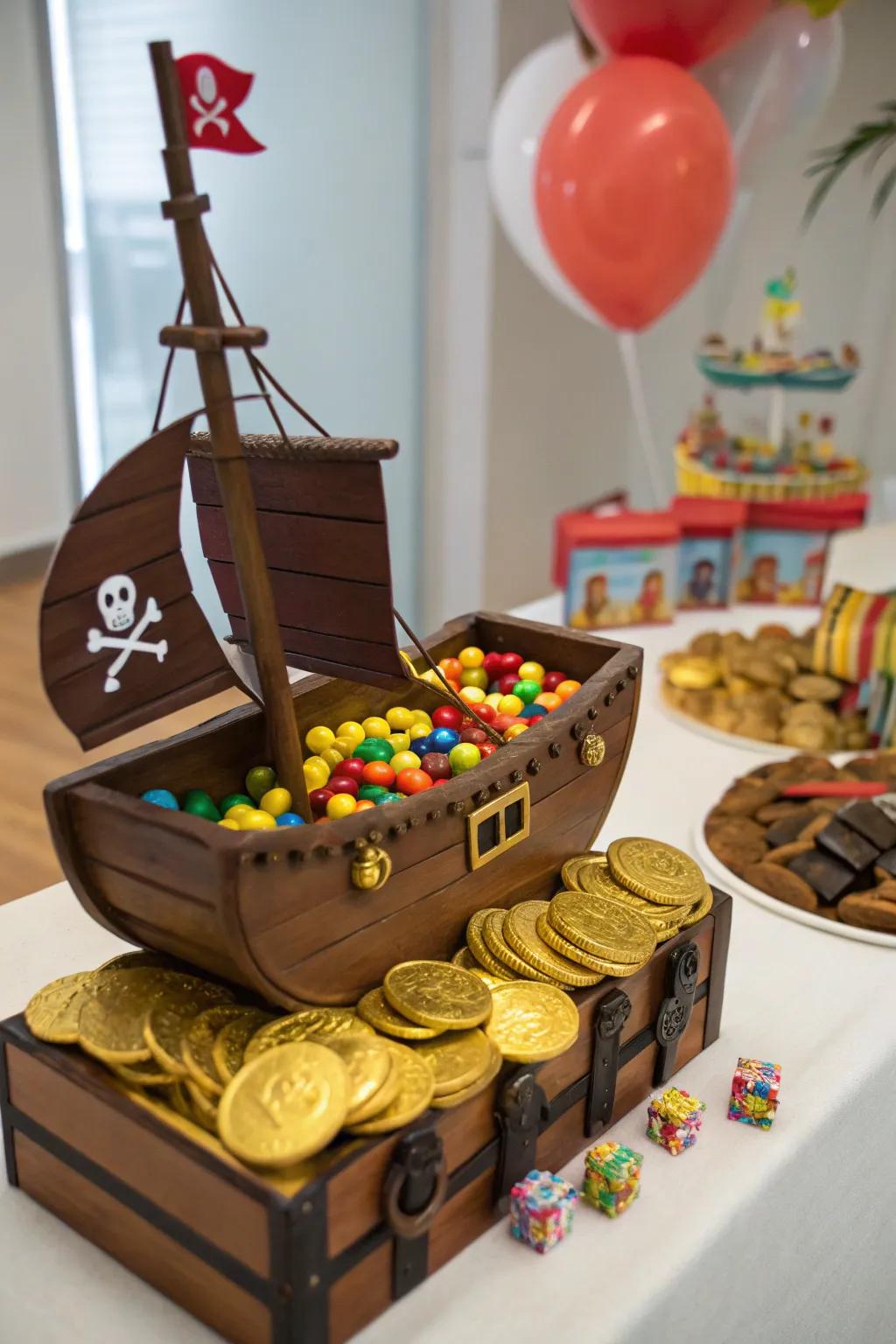 Delight invitees with a pirate galleon snack exposition.
